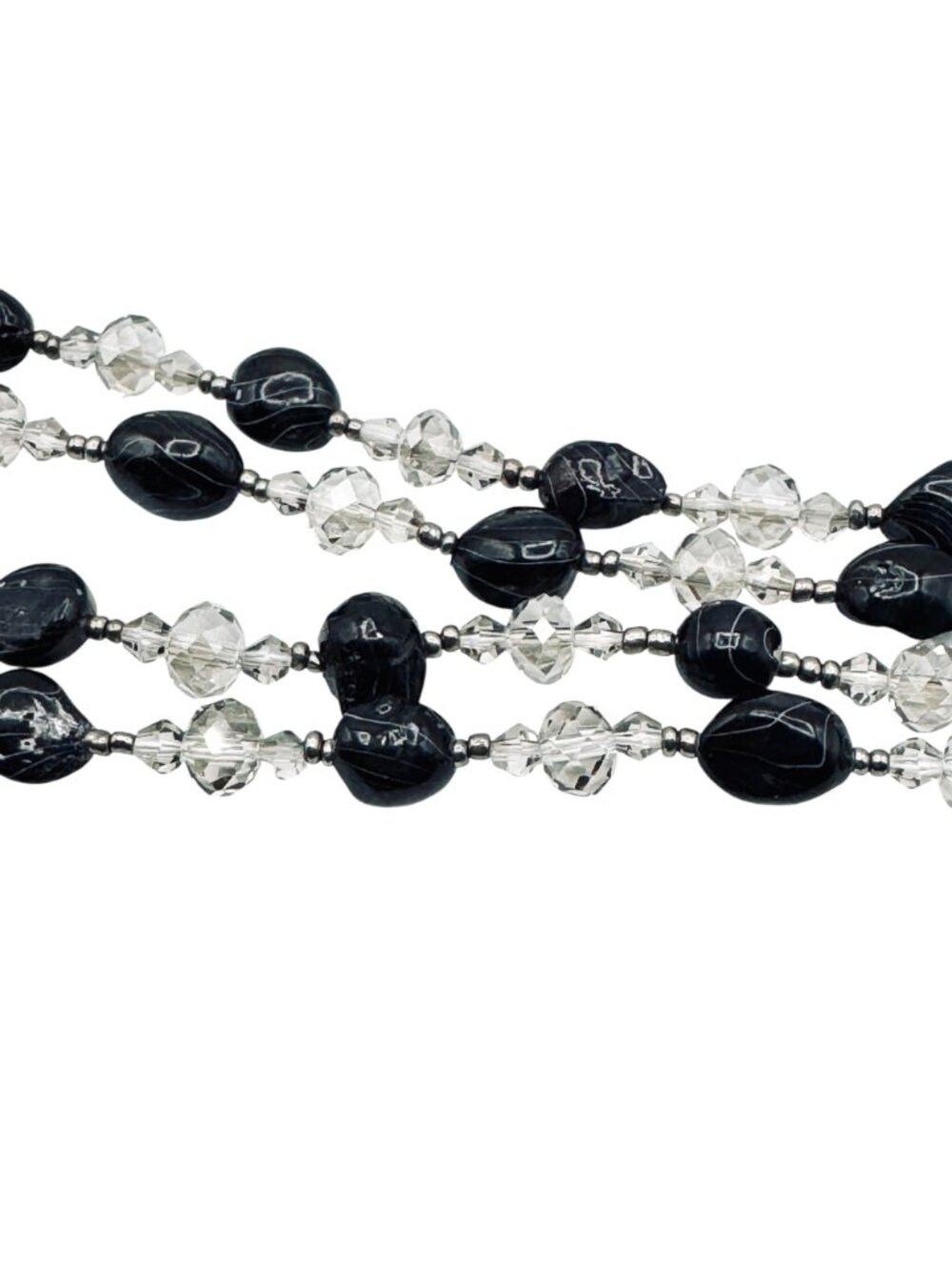 Crystal and Black Lampwork Bead Necklace 60" Long Opera Length by Sukhmani 80g - Picture 5 of 16